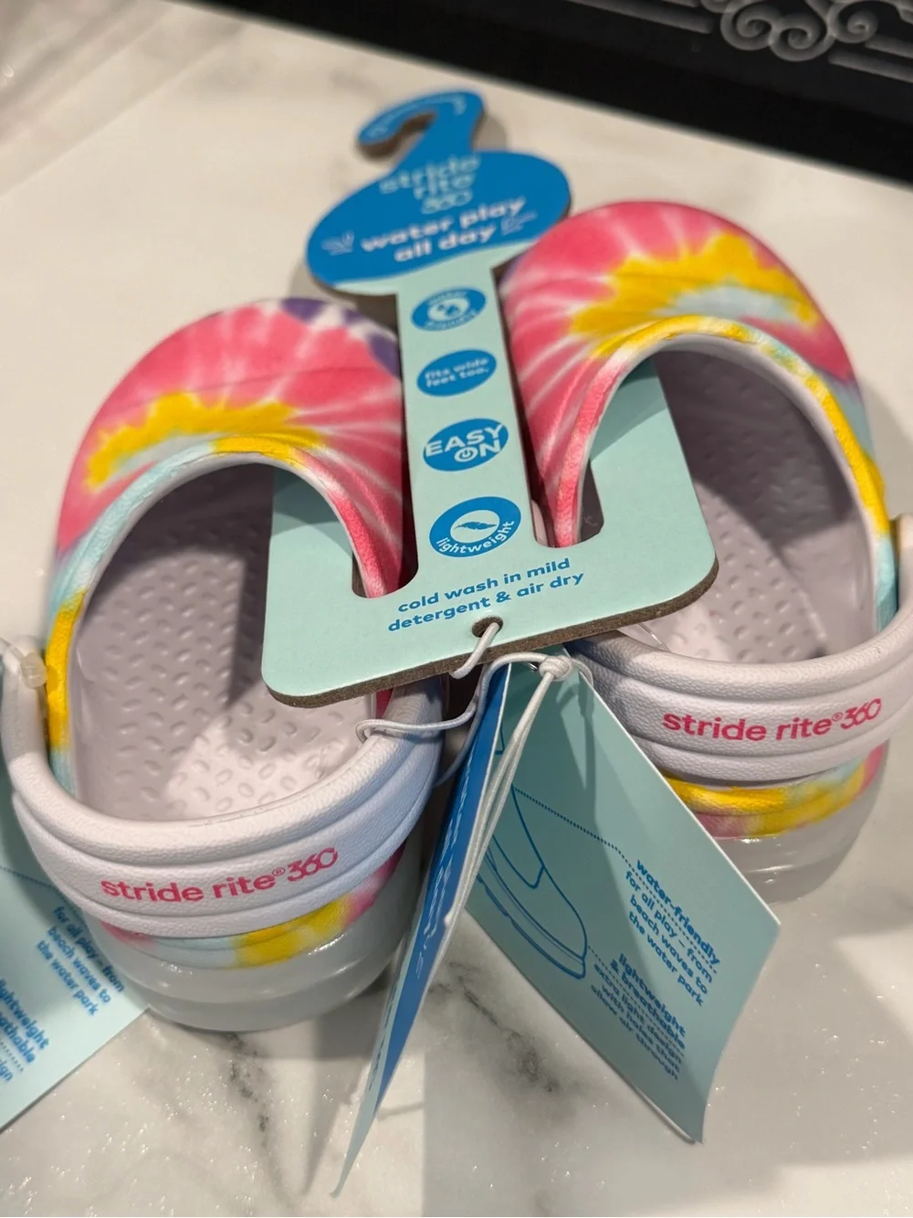 Stride Rite Tie-Dye Light-Up Clogs - Pink, Yellow, Light Blue, Purple